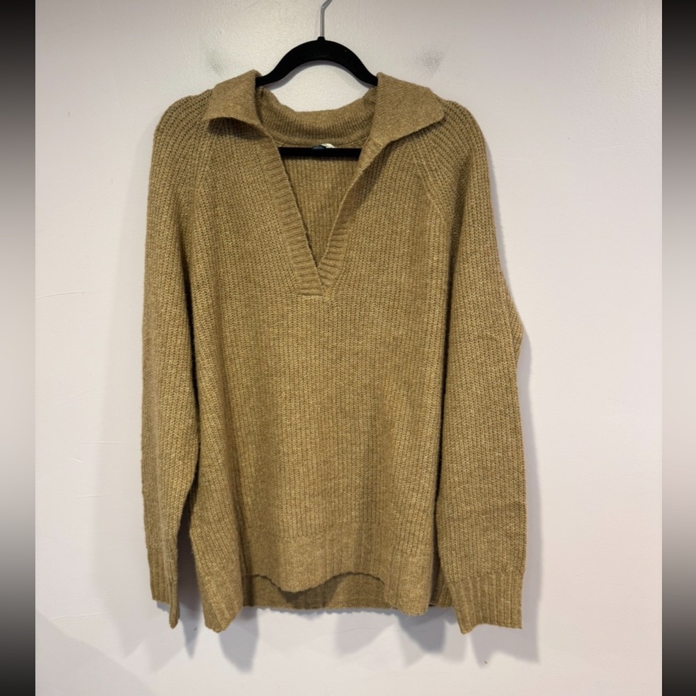 American Eagle collared oversized brown soft knit sweater